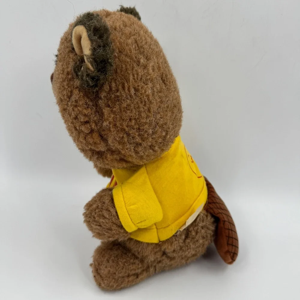 Vintage‎ Knickerbocker Shirt Tales Beaver Plush Smile Yellow Shirt 12 inch 1980s